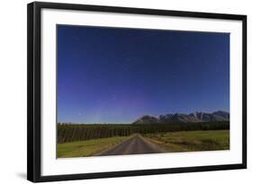 Northern Autumn Constellations Rising over a Road in Banff National Park, Canada-null-Framed Photographic Print