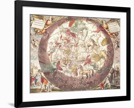 Northern (Boreal) Hemisphere, from "Atlas Coelestis," Engraved by Pieter Schenk (1660-1719)-Andreas Cellarius-Framed Giclee Print