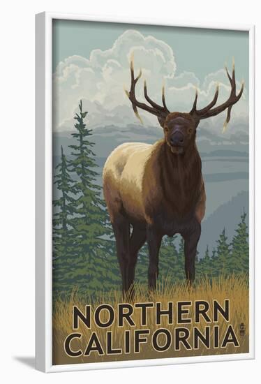 Northern California - Elk Scene-Lantern Press-Framed Art Print