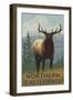 Northern California - Elk Scene-Lantern Press-Framed Art Print