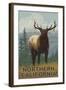 Northern California - Elk Scene-Lantern Press-Framed Art Print