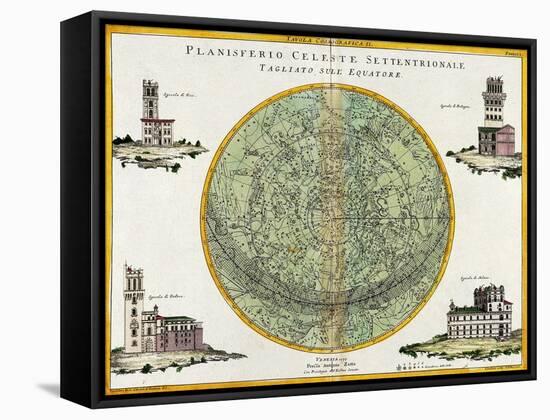 Northern Celestial Planisphere, 1777-Science Source-Framed Stretched Canvas