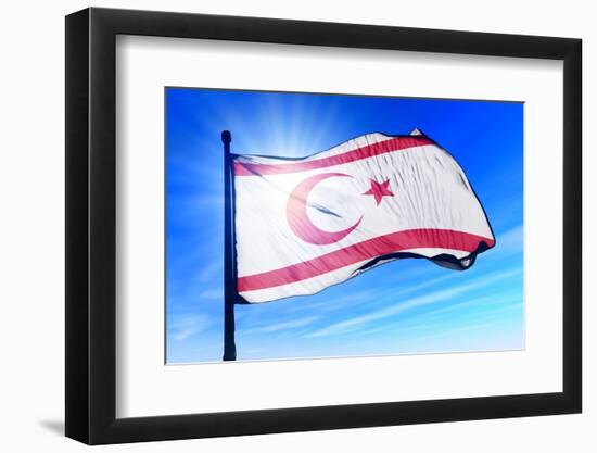 Northern Cyprus Flag Waving on the Wind-Flogel-Framed Photographic Print