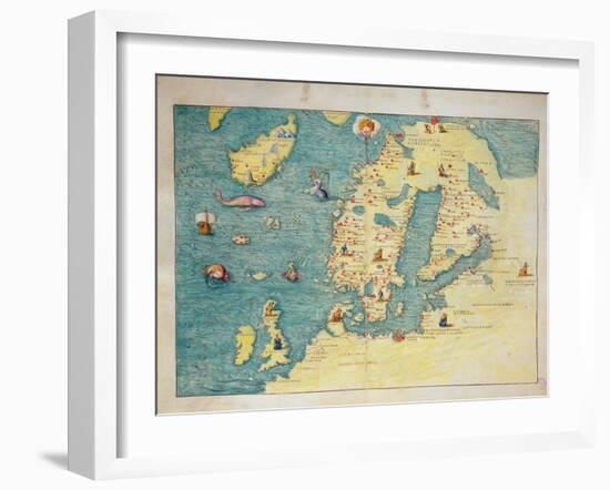 Northern Europe, from an Atlas of the World in 33 Maps, Venice, 1st September 1553-Battista Agnese-Framed Giclee Print