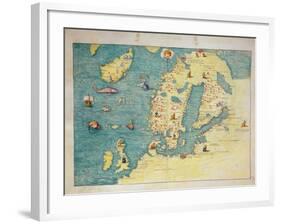 Northern Europe, from an Atlas of the World in 33 Maps, Venice, 1st September 1553-Battista Agnese-Framed Giclee Print