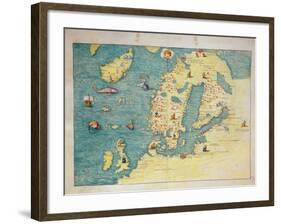 Northern Europe, from an Atlas of the World in 33 Maps, Venice, 1st September 1553-Battista Agnese-Framed Giclee Print