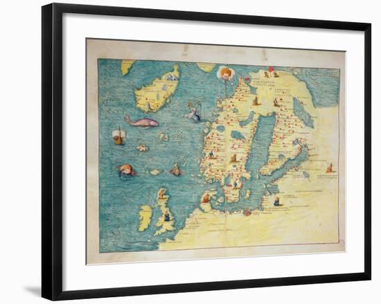 Northern Europe, from an Atlas of the World in 33 Maps, Venice, 1st September 1553-Battista Agnese-Framed Giclee Print