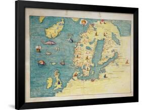 Northern Europe, from an Atlas of the World in 33 Maps, Venice, 1st September 1553-Battista Agnese-Framed Giclee Print