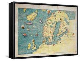 Northern Europe, from an Atlas of the World in 33 Maps, Venice, 1st September 1553-Battista Agnese-Framed Stretched Canvas