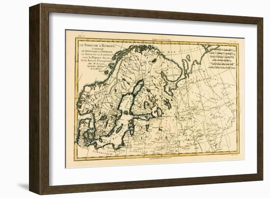 Northern Europe, Including Denmark, Norway, Sweden and Lapland, with Most of Western Russia, from…-Charles Marie Rigobert Bonne-Framed Giclee Print