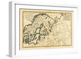 Northern Europe, Including Denmark, Norway, Sweden and Lapland, with Most of Western Russia, from…-Charles Marie Rigobert Bonne-Framed Giclee Print