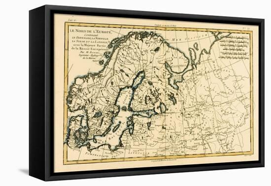 Northern Europe, Including Denmark, Norway, Sweden and Lapland, with Most of Western Russia, from…-Charles Marie Rigobert Bonne-Framed Stretched Canvas