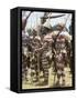 Northern Highlands Tribesmen with Striped Body Decoration, Goroka, Papua New Guinea-Ian Griffiths-Framed Stretched Canvas