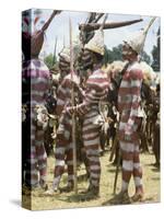 Northern Highlands Tribesmen with Striped Body Decoration, Goroka, Papua New Guinea-Ian Griffiths-Stretched Canvas