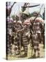 Northern Highlands Tribesmen with Striped Body Decoration, Goroka, Papua New Guinea-Ian Griffiths-Stretched Canvas