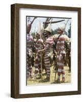 Northern Highlands Tribesmen with Striped Body Decoration, Goroka, Papua New Guinea-Ian Griffiths-Framed Photographic Print