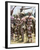 Northern Highlands Tribesmen with Striped Body Decoration, Goroka, Papua New Guinea-Ian Griffiths-Framed Photographic Print