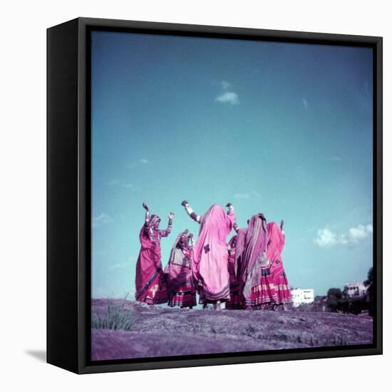 Northern Indian Tribe of Banjara Folk Dancers Performing Somewhere in Hyderabad-Jack Birns-Framed Stretched Canvas