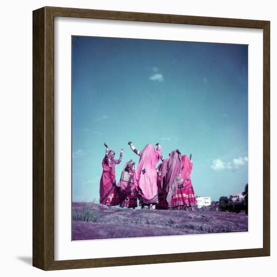 Northern Indian Tribe of Banjara Folk Dancers Performing Somewhere in Hyderabad-Jack Birns-Framed Photographic Print