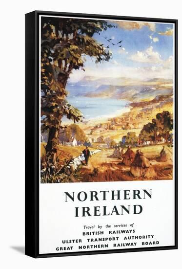 Northern Ireland - Pastoral Scene Man and Dog British Railways Poster-Lantern Press-Framed Stretched Canvas