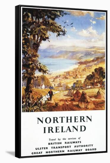 Northern Ireland - Pastoral Scene Man and Dog British Railways Poster-Lantern Press-Framed Stretched Canvas
