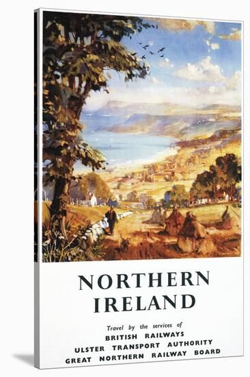 Northern Ireland - Pastoral Scene Man and Dog British Railways Poster-Lantern Press-Stretched Canvas