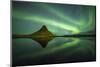 Northern lights above Kirkjufell Mountain, Snaefellsnes peninsula, Western Iceland, Europe.-ClickAlps-Mounted Photographic Print
