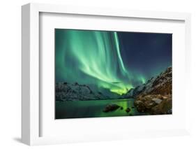 Northern Lights above Waters Edge-Jamen Percy-Framed Photographic Print