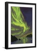 Northern Lights and Orcas-Lantern Press-Framed Art Print