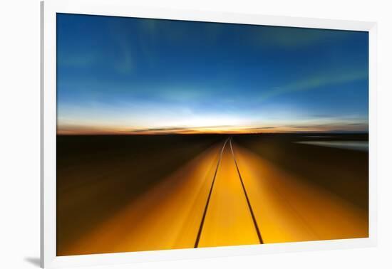 Northern Lights and Railroad, Churchill, Manitoba, Canada-null-Framed Photographic Print