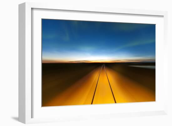 Northern Lights and Railroad, Churchill, Manitoba, Canada-null-Framed Photographic Print