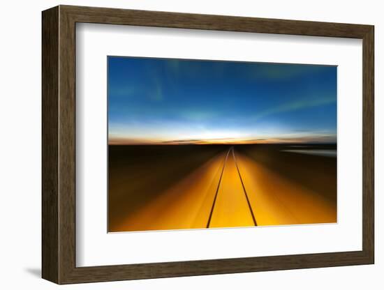 Northern Lights and Railroad, Churchill, Manitoba, Canada-null-Framed Photographic Print