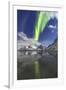 Northern Lights (Aurora Borealis) and Mountains Reflected in the Cold Waters-Roberto Moiola-Framed Photographic Print
