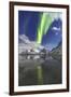 Northern Lights (Aurora Borealis) and Mountains Reflected in the Cold Waters-Roberto Moiola-Framed Photographic Print