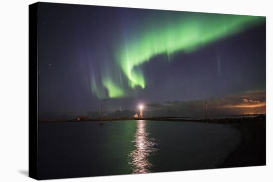 Northern Lights (Aurora Borealis) at Grotta Island Lighthouse, Polar Regions-Matthew Williams-Ellis-Stretched Canvas