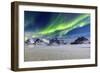 Northern Lights (Aurora Borealis) Illuminate the Sky and the Snowy Peaks-Roberto Moiola-Framed Premium Photographic Print