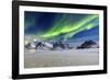 Northern Lights (Aurora Borealis) Illuminate the Sky and the Snowy Peaks-Roberto Moiola-Framed Photographic Print