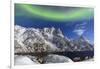 Northern Lights (Aurora Borealis) Illuminate the Snowy Peaks and the Blue Sky During a Starry Night-Roberto Moiola-Framed Photographic Print