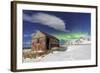 Northern Lights (Aurora Borealis) over an Abandoned Log Cabin Surrounded by Snow and Ice-Roberto Moiola-Framed Photographic Print