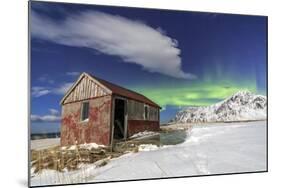 Northern Lights (Aurora Borealis) over an Abandoned Log Cabin Surrounded by Snow and Ice-Roberto Moiola-Mounted Photographic Print