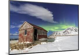 Northern Lights (Aurora Borealis) over an Abandoned Log Cabin Surrounded by Snow and Ice-Roberto Moiola-Mounted Photographic Print