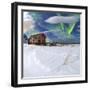 Northern Lights (Aurora Borealis) over an Abandoned Log Cabin Surrounded by Snow-Roberto Moiola-Framed Photographic Print