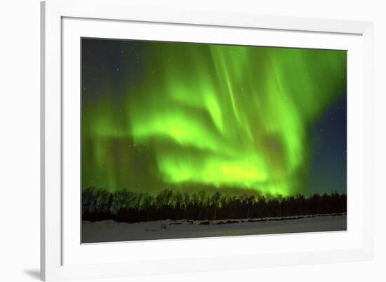 Northern Lights (Aurora Borealis) over Snowscape.-Jorg Hackemann-Framed Photographic Print