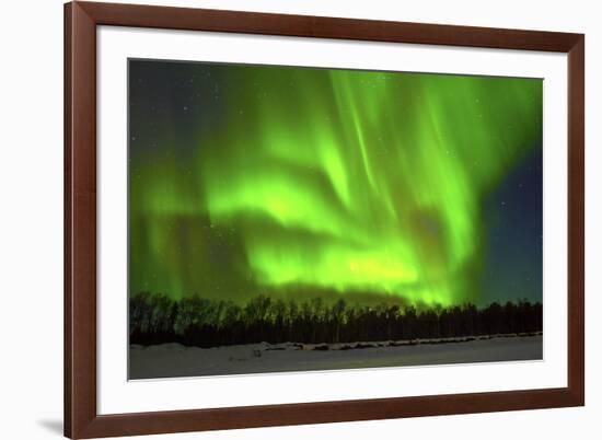 Northern Lights (Aurora Borealis) over Snowscape.-Jorg Hackemann-Framed Photographic Print