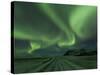 Northern Lights, Aurora Borealis, Winter Road With Snow, Iceland-Peter Adams-Stretched Canvas