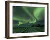 Northern Lights, Aurora Borealis, Winter Road With Snow, Iceland-Peter Adams-Framed Photographic Print