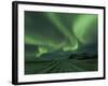 Northern Lights, Aurora Borealis, Winter Road With Snow, Iceland-Peter Adams-Framed Photographic Print