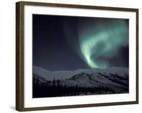 Northern Lights Curtain of Green and Yellow, Brooks Range, Alaska, USA-Hugh Rose-Framed Photographic Print