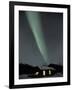 Northern Lights Curtain of Green Over a Miner's Cabin, Brooks Range, Alaska, USA-Hugh Rose-Framed Photographic Print