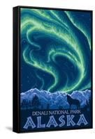 Northern Lights, Denali National Park, Alaska-Lantern Press-Framed Stretched Canvas